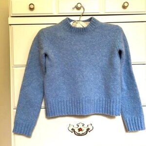 Helmut Lang Pastel Blue Cropped Wool Sweater, XS, Petite, Pullover, Cozy, Winter